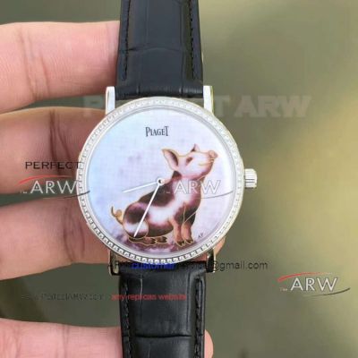 Replica Piaget Altiplano Watch - Piaget Pig Dial watch With Piaget Black Leather Strap